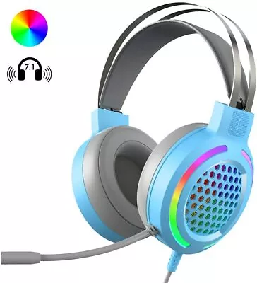 $30.20 • Buy Gaming Headset LED Headphones USB Wired For PC Laptop PS4 Computer MAC With Mic 