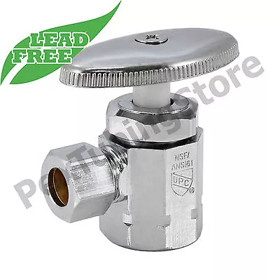 1/2  FIP X 3/8  OD Compression Angle Stop Valve Multi-Turn LEAD-FREE NSF UPC • $5.10