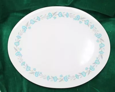 EUC Vintage Boonton Ware Oval Platter 14.5  Aqua Flowers On White 3606 RV Camp • $1.99