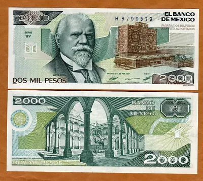 Mexico 2000 (2000) Pesos 1987 P-86b UNC • $5.69