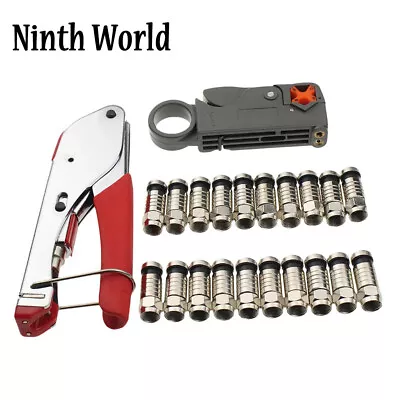 Coaxial Cable Manual Crimping Tool Set Kit For  F Connector RG59 RG6 • $24.29