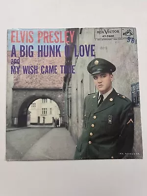 45 RPM Elvis Presley RCA Victor 47-7600 Picture Sleeve & Record 1959 • $5