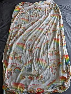 Vintage 1983 Hallmark Rainbow Brite Flannel Twin Fitted Sheet Starlight Castle  • $36.42