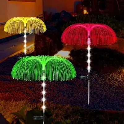 2 X Solar Power Garden Lights LED 7-Colors Changing Jellyfish Stake Lamp Outdoor • £9.99