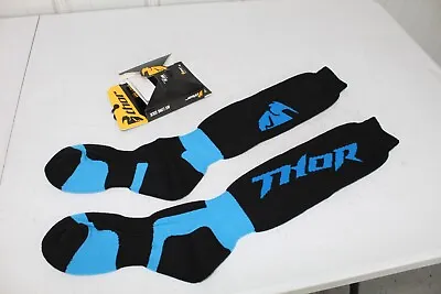 NEW THOR S6 MX Socks Black Cyan Size 6 - 9 3431-0263 • $9.50