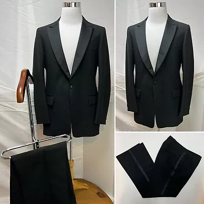 Vintage Men's After Six Black Single Button Tuxedo 43L Blazer 34x32 Pants Suit • $79.20