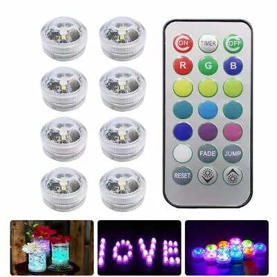 Submersible LED Lights Waterproof RGB Underwater Light Bathtub Aquarium Decor • £7.44