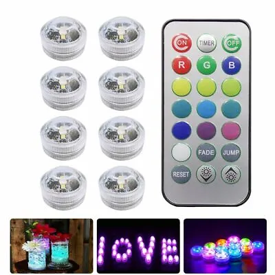 Submersible LED Lights Waterproof RGB Underwater Light For Wedding Hot Tub Pond • £8.30