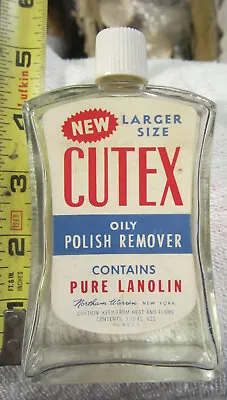 3.1 Oz CUTEX Nail Oily Polish Remover VTG GLASS BOTTLE 1950's Rare AdLarger Sz • $23.74