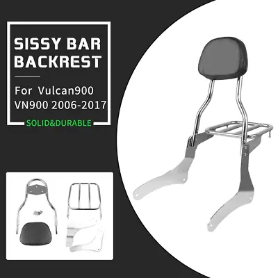 $128 • Buy Backrest Sissy Bar+Luggage Rack Parts For Kawasaki Vulcan VN900 2006-2017 Chrome