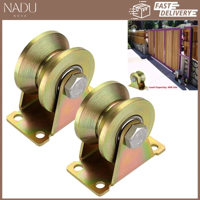 $21.59 • Buy Mdluu 2  V-Groove Wheel, Sliding Gate Track Roller With Bracket, Heavy Duty Rigi