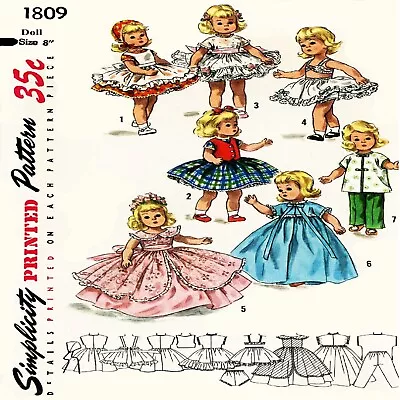 8  Doll Clothes Pattern Muffie Ginny Madame Alexander Vintage Simplicity 1809 • $9.95