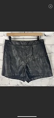 $45 • Buy NWOT ZARA Faux Pattern Leather Black Shorts Sz M Women 