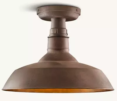 Restoration Hardware Vintage Barn 10  Flushmount Weathered Rust Light • $219