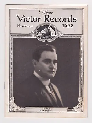 Vintage Hmv New  Victor  Records Nov. 1922 Beniamino Gigli Advertising Brochure • $20