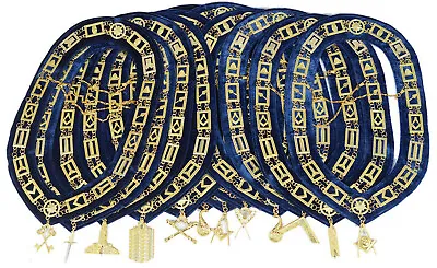 Masonic Blue Lodge Gold Working Tools Lot Of 12 Chain Collar + Free Jewel Set • $299.99