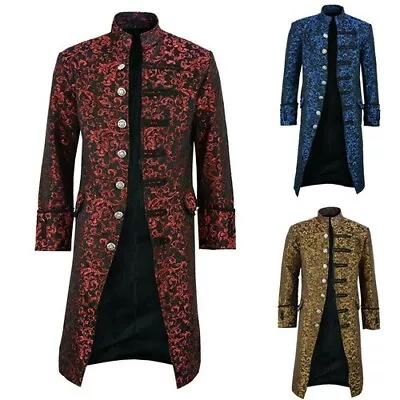 Mens Steampunk Vintage Tailcoat Jacket Gothic Victorian Frock Coat Outwear L-3XL • $95.06