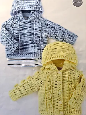 CROCHET PATTERN BABY GIRLS BOYS  0 - 7 Yrs CARDIGAN JUMPER DK Patt 16 - 26  -221 • £2.15