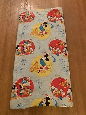 Vintage Disney Mickey Mouse Sleeping Bag Childrens Kids Pluto Minnie Donald Duck • $32