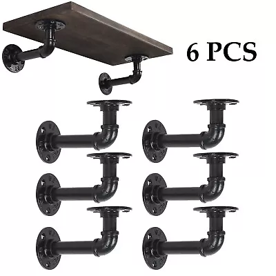 6 Packs Industrial Wall Mount DIY Pipe Shelf Brackets Home Floating Pipe Shelf • $28.49