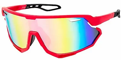 Oversized One Piece Blade Sports Shield Baseball Cycling Sunglasses Mirror 17TRV • $10.95