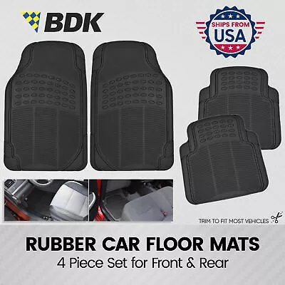 Car Rubber Floor Mats All Weather 4 PC Set Trimmable Black Fits '22 Volkswagen • $20.99