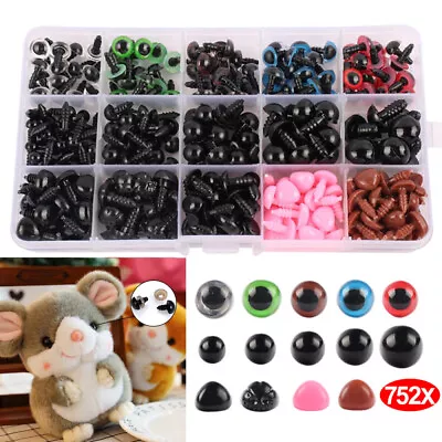 752PCS Teddy Plush Doll Black Plastic Safety Eyes Noses DIY Toy Craft Kit 5-12mm • $32.51