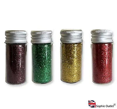 4pk Fine Glitter Pots Set Kids Art Craft Festive Sparkly Christmas Decor G4065UK • £3.23