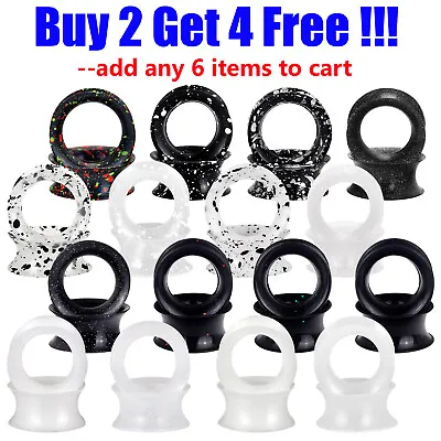 ULTRA THIN SKINS TUNNELS-Silicone Ear Skins-Ear Gauges-Soft Ear Plugs-PAIR • $3.99