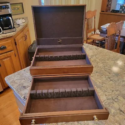 Vintage Gold Works Flatware Silverware Wood Box Storage Chest Case W/drawer • $50