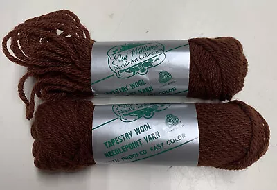 Elsa Williams Needlepoint Yarn Tapestry 100% Wool 40 Yard 2 Skeins Brown 400 01 • $4.50