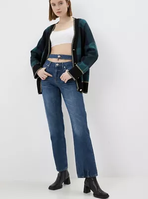 £24 • Buy River Island Blue Denim Fashion Fit Double Waistband Jeans UK 12R BNWT! RRP £48