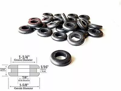 25 Rubber Grommets 7/8  Inside Diameter - 1/16  Groove Width - Fits 1-1/4  Panel • $28.74