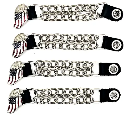 £23.35 • Buy 4 American Flag Eagle Double Chain Motorcycle Vest Extenders Usa Made
