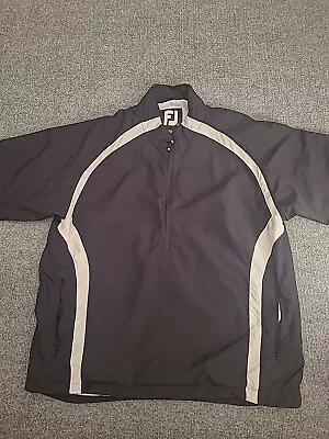 Footjoy Jacket Mens Large Black Quarter Zip Short Sleeve Wind Shirt Pullover  • $28