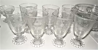 Vintage Etched Candlewick Bubble Bottom Stemware Wine Or Juice Glasses. • $11.99