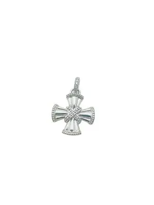 Judith Ripka Sterling Silver Clear CZ Maltese Cross Charm Or Pendant • $67.49