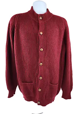 N.Peal By John Laing 100% Cashmere Heavy Thick 8 Ply Cardigan Sweater Red L XL • $476