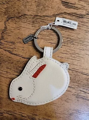 Coach Bunny Rabbit White Leather Key Fob Keyring Keychain New W/Tag! • $55