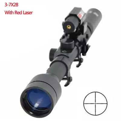 3-7x28 Scope With Ring Mounts 11mm Laser For Hunting Rifle / Air Gun / Crossbow • $8.88