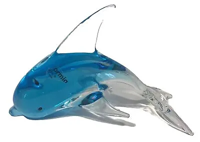 Vintage Formia Vetri Di MURANO Glass Aqua Blue  Dolphin Figurer Sculpture Italy • $80.99