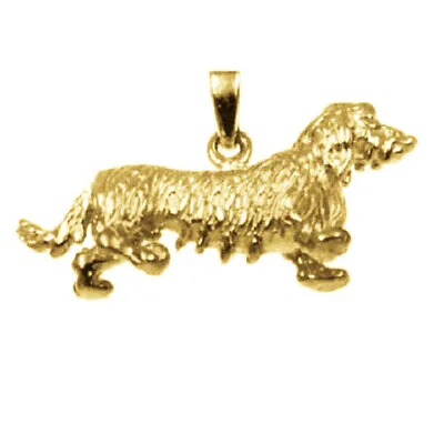 Sterling Silver Yellow Gold Plated Necklace W/ Dachshund Dog 3D Pendant • $28.99