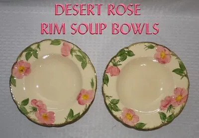 VINTAGE Franciscan DESERT ROSE ~2 PIECE RIM SOUP BOWLS~ California U.S.A. #2 • $25