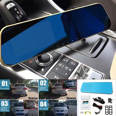 4.3” Monitor Dual Lens Car Reverse Backup Rearview Mirror Recorder Video Camera • $40.39