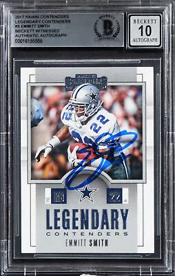 Cowboys Emmitt Smith Signed 2017 Panini Contenders LC #3 Card Auto 10! BAS Slab • $149.99