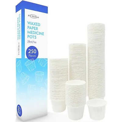 JFA Medical Waxed Paper Medicine Pots 28ml - Pack Of 250ml • £8.99
