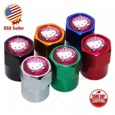 Hex Pink Hello Kitty Logo Car SUV Wheels Tire Air Valve Caps Stem Dust Cover 3 • $24.90