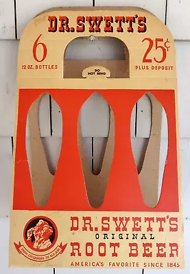 Vintage DR. SWETT'S Root Beer CARDBOARD CARRIER - 6 Pack Bottle Advertisement • $24.50