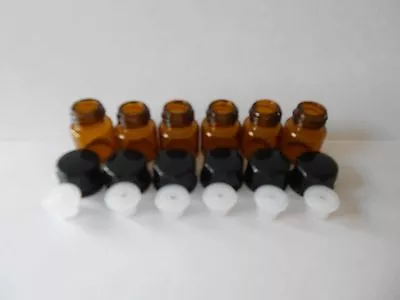 New 1/4 Dram/1ml Amber Vial With Reducer And Black Cap 12pcs • $9.99