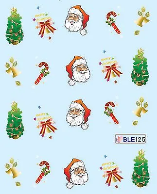 Christmas Tree Santa Bell Candy Cane Xmas Nail Art Water Transfer Decal Sticker • $2.79